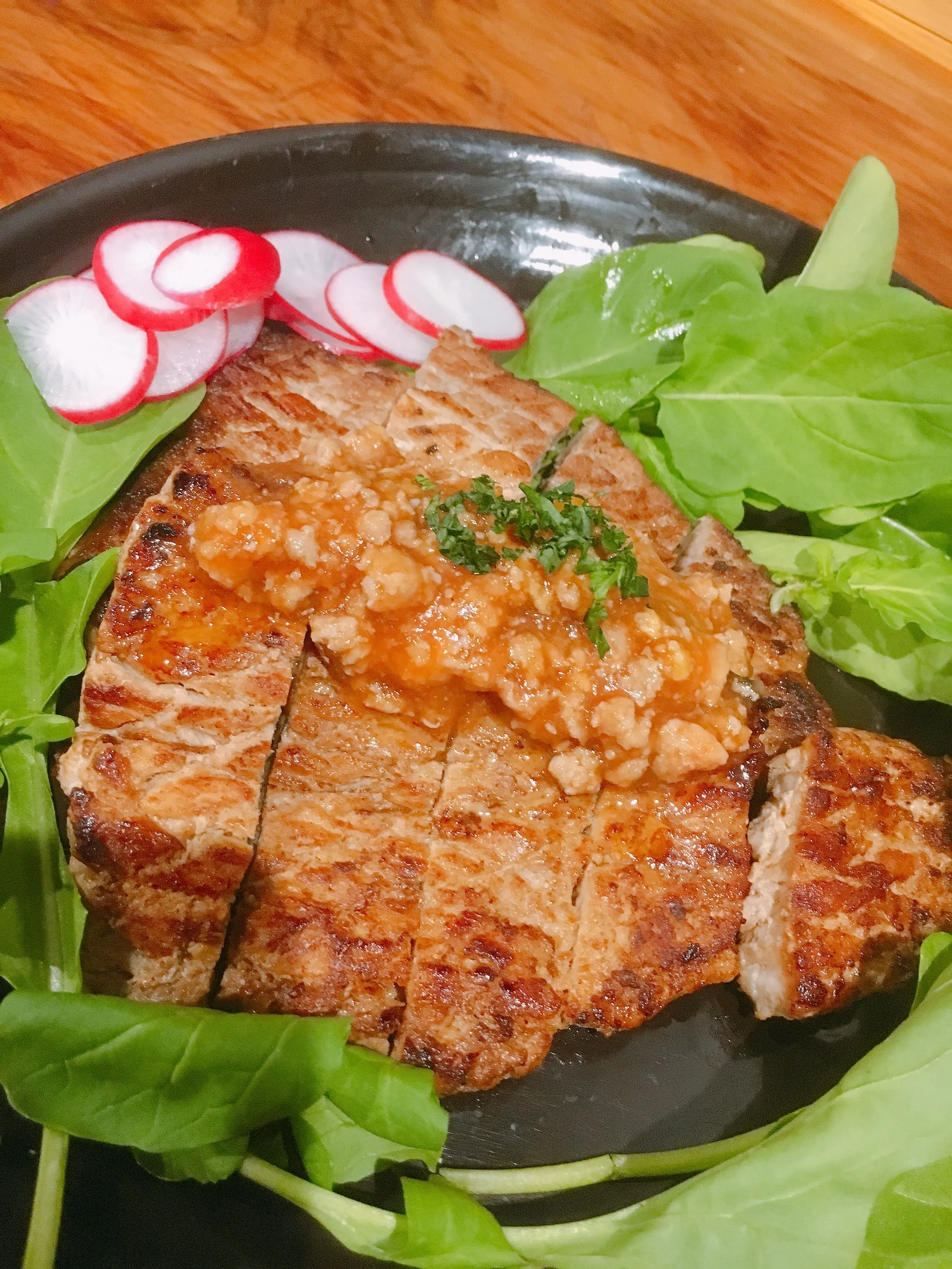 お客様が焼いた松阪豚ステーキ